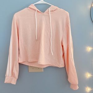 Striped Sleeve Crop Hoodie